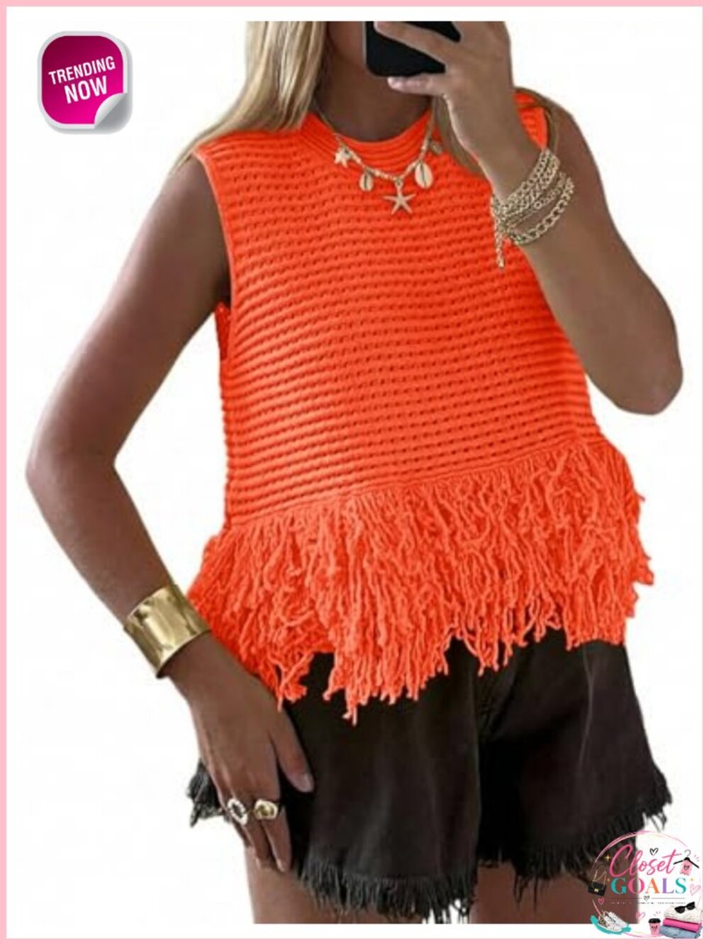 Crochet Crop Tank Top Fringe Boho Summer Sweater Vest